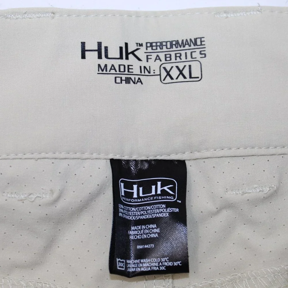 HUK Next Level Performance NWT Men's 2XL XXL Khaki Fishing Shorts w/7" inseam - Picture 9 of 9